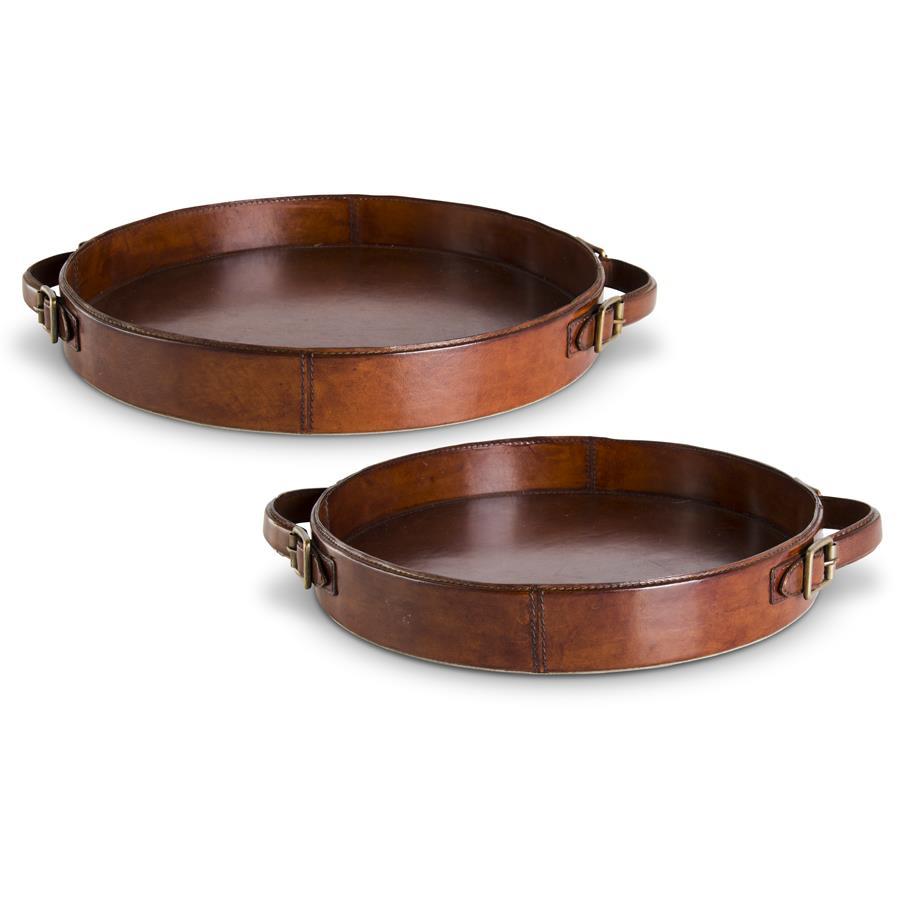 Brown Leather Round Tray