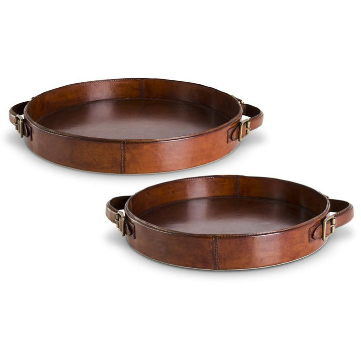 Brown Leather Round Tray