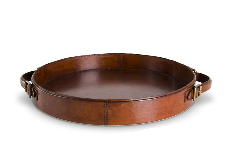 Brown Leather Round Tray
