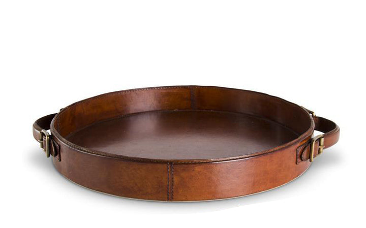 Brown Leather Round Tray