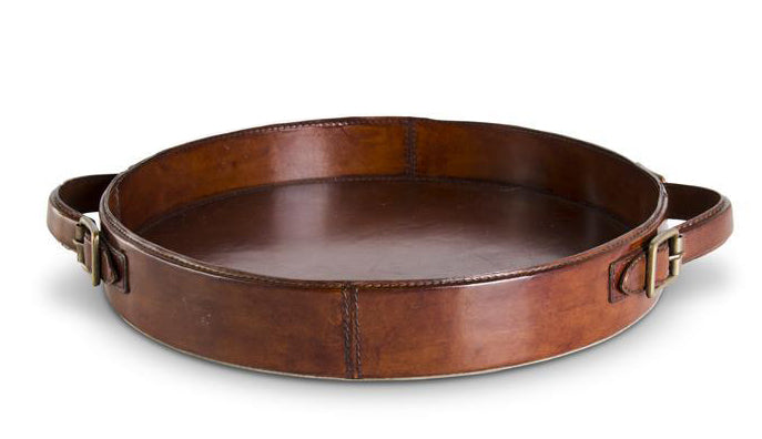 Brown Leather Round Tray