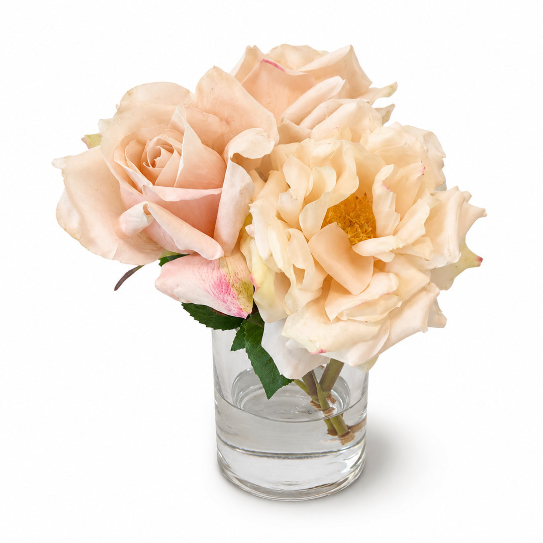 Pale Pink Rose Bouquet in Glass Cylinder