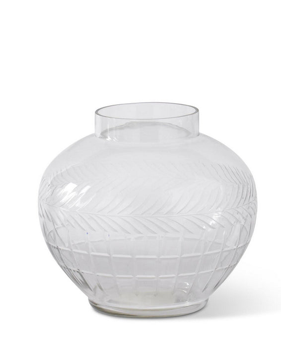 Etched Vase Wheat and Panes