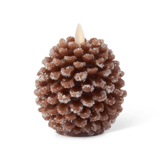 Luminara Snowy Pinecone Flameless Candle