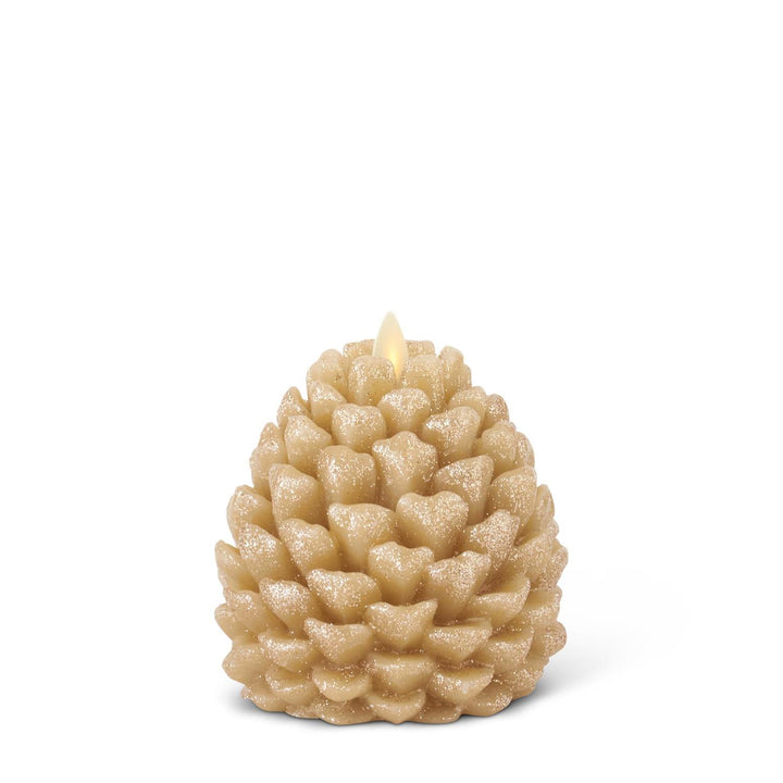 Luminara Glittered Pine Cone Candles – Gold Wax