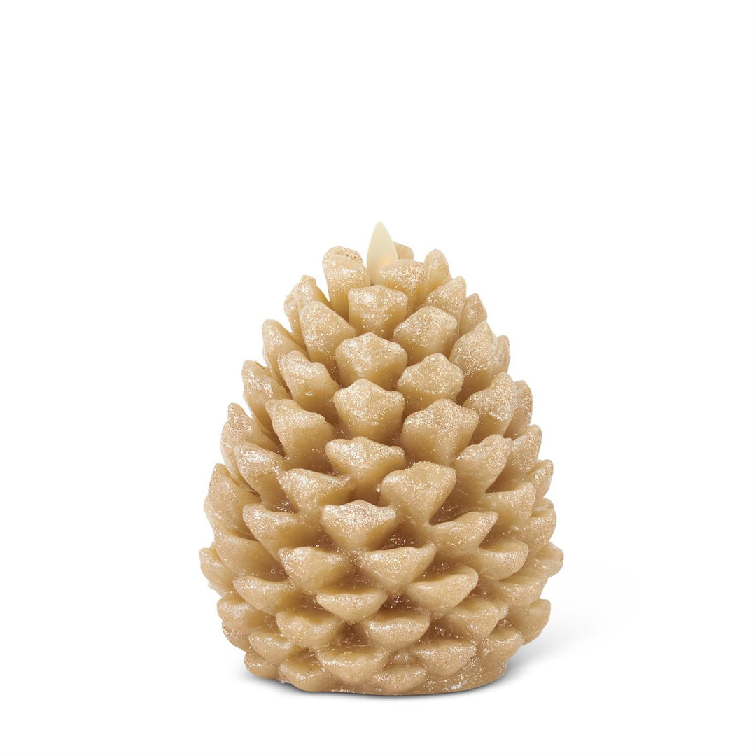 Luminara Glittered Pine Cone Candles – Gold Wax