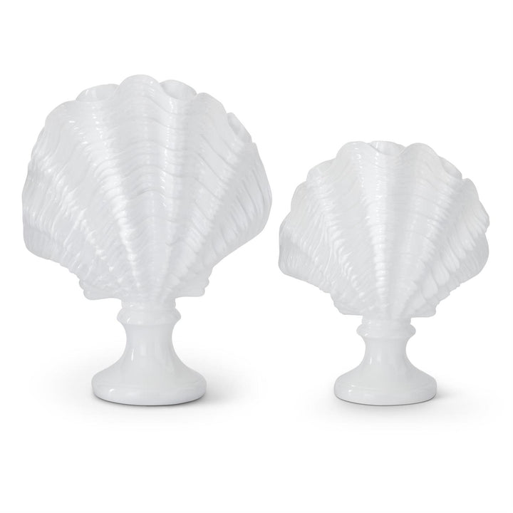 White Shell Sculpture on Pedestal