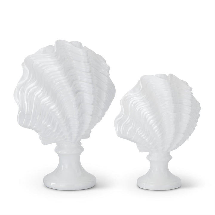White Shell Sculpture on Pedestal