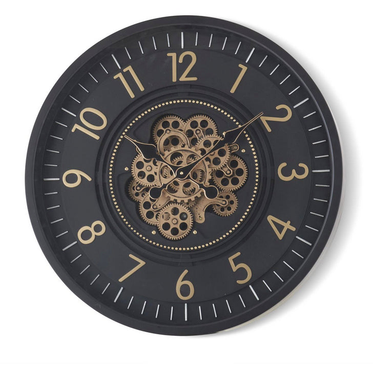 Black & Gold Gear Wall Clock