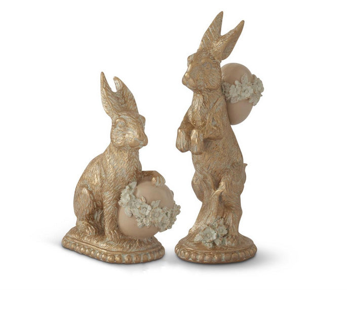 Set of 2 Gold Easter Bunny Figures