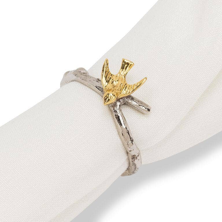 Bird on Branch Napkin Ring Set of 4