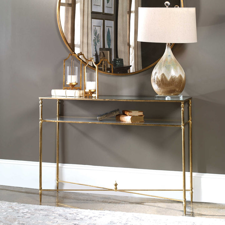 Gold Cross Console Table