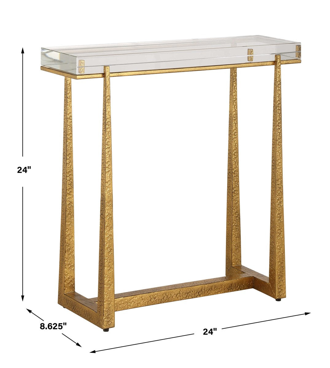 Narrow Crystal and Gold Accent Table