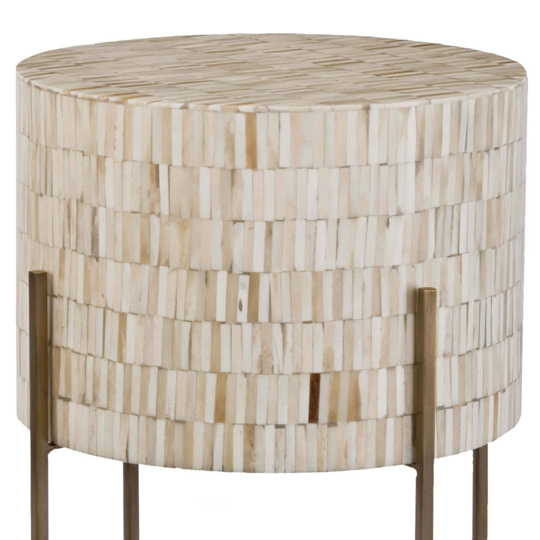 Brass and Bone Drum Table