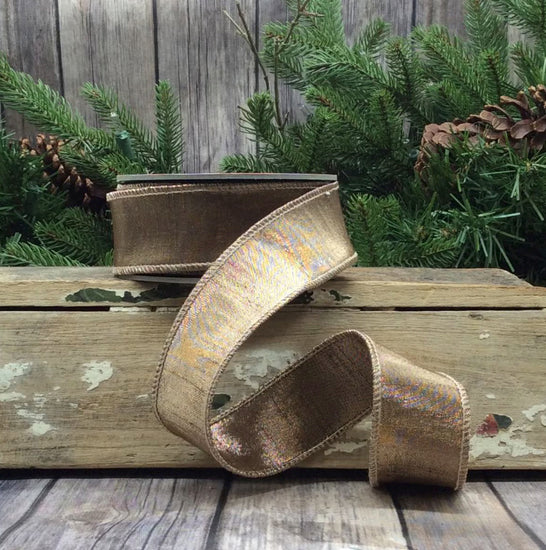 Metallic Dupion Fused Ribbon in Mocha – 1½" x 10 Yards
