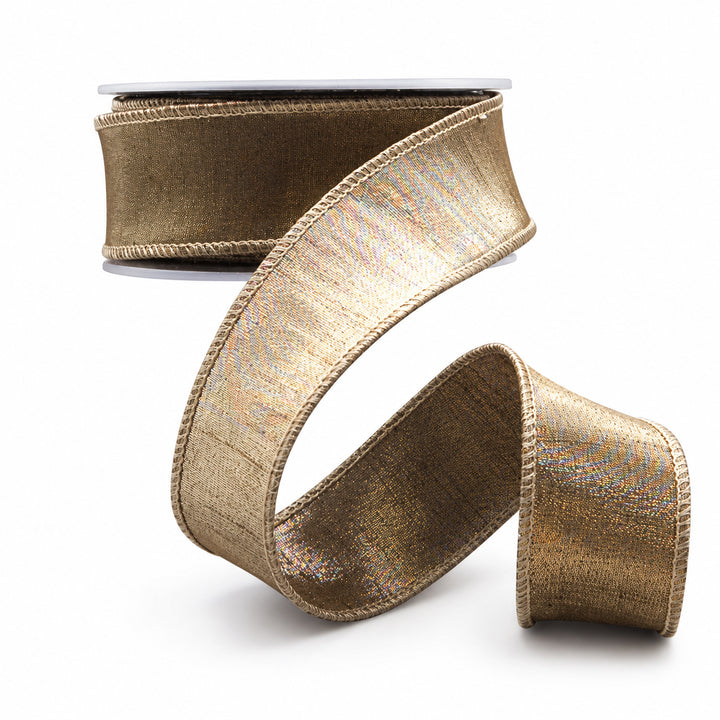 Metallic Dupion Fused Ribbon in Mocha – 1½" x 10 Yards