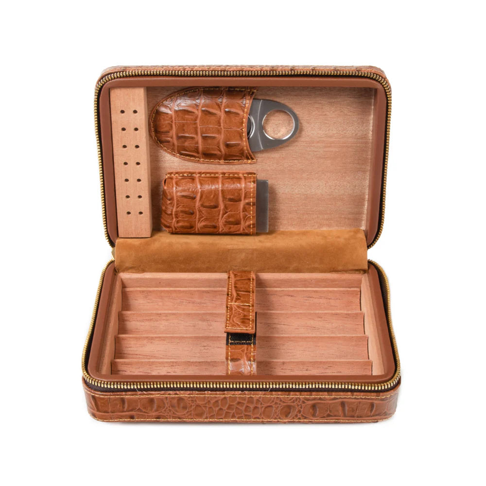 Cain Croco Cigar Travel Case