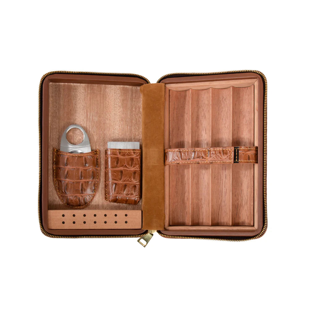 Cain Croco Cigar Travel Case