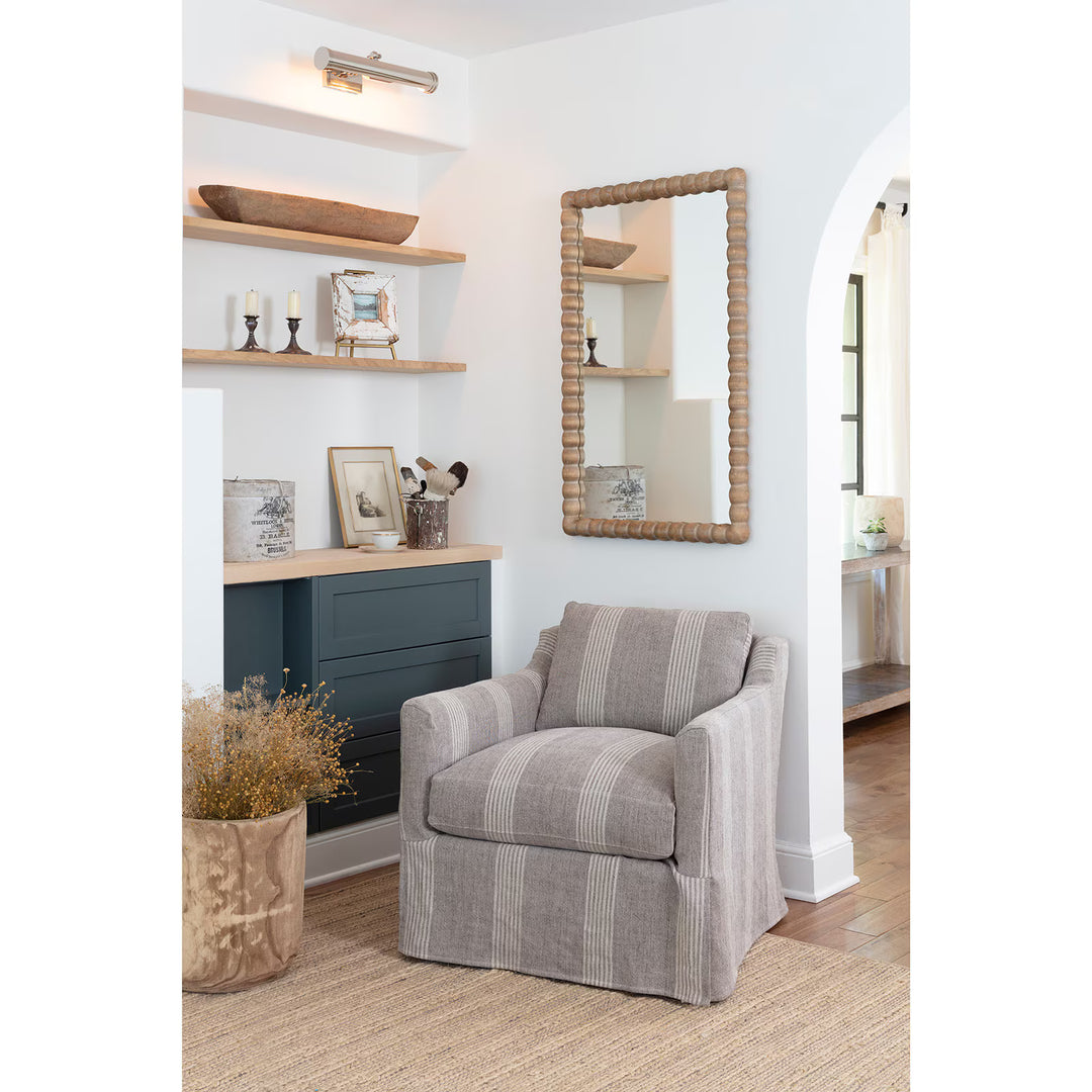 White Linen Slipcovered Swivel Chair