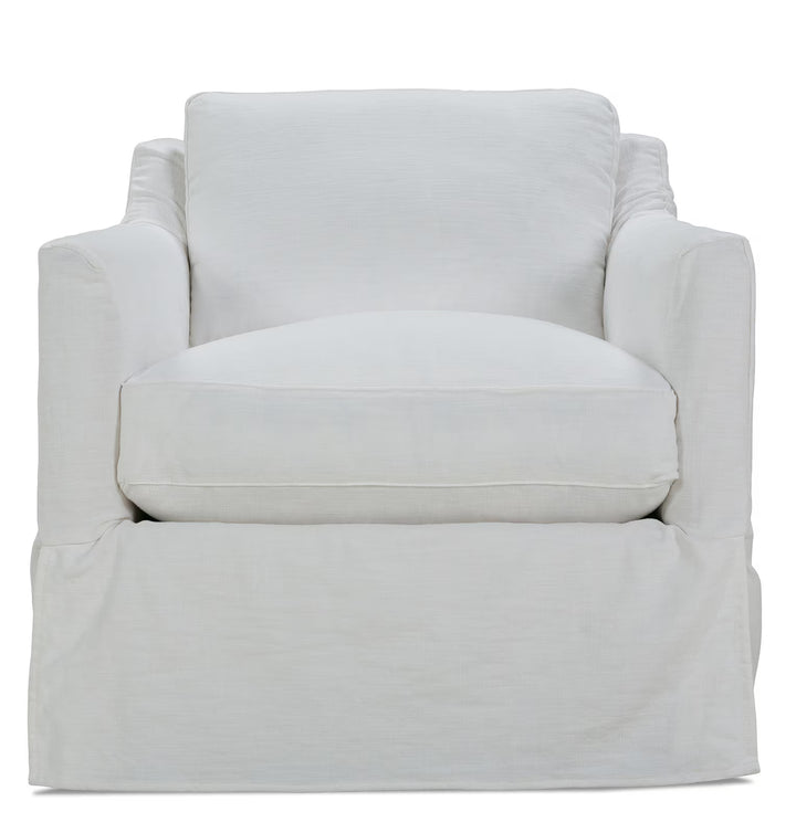 White Linen Slipcovered Swivel Chair