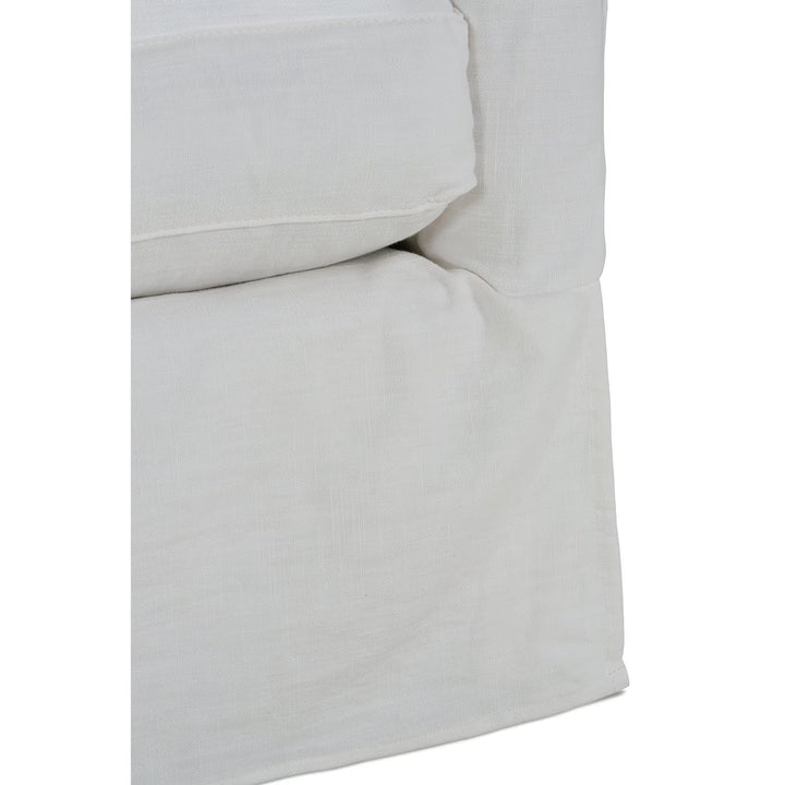 White Linen Slipcovered Swivel Chair
