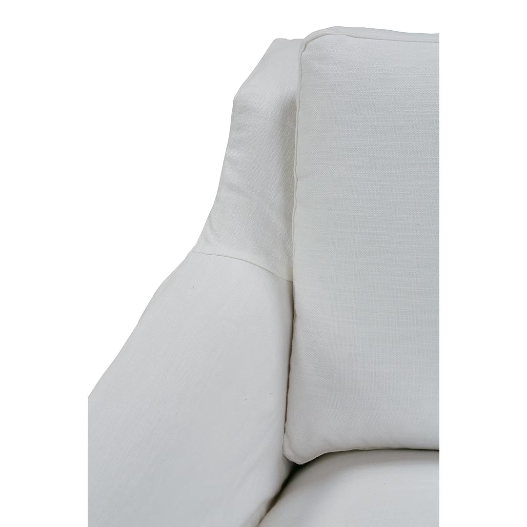 White Linen Slipcovered Swivel Chair