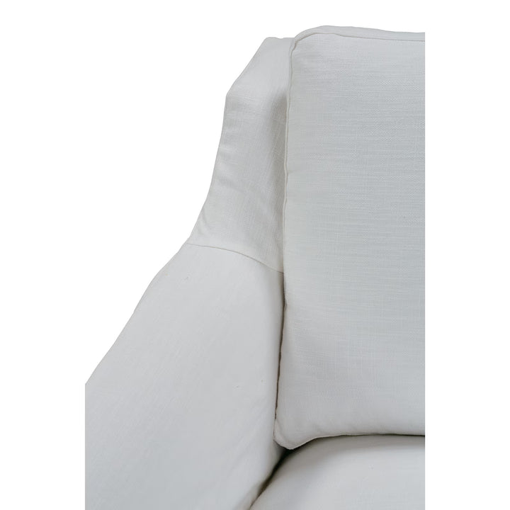 White Linen Slipcovered Swivel Chair