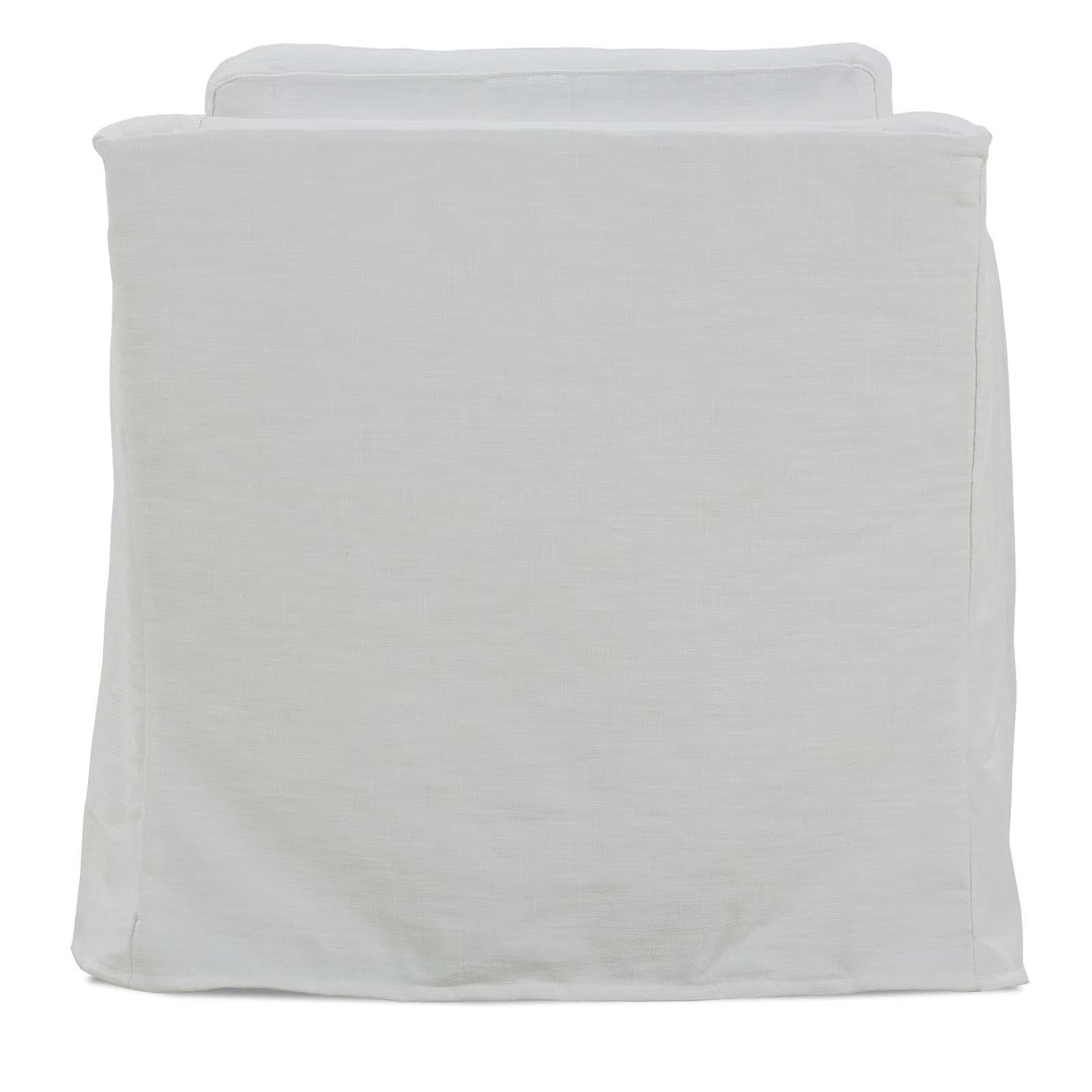White Linen Slipcovered Swivel Chair