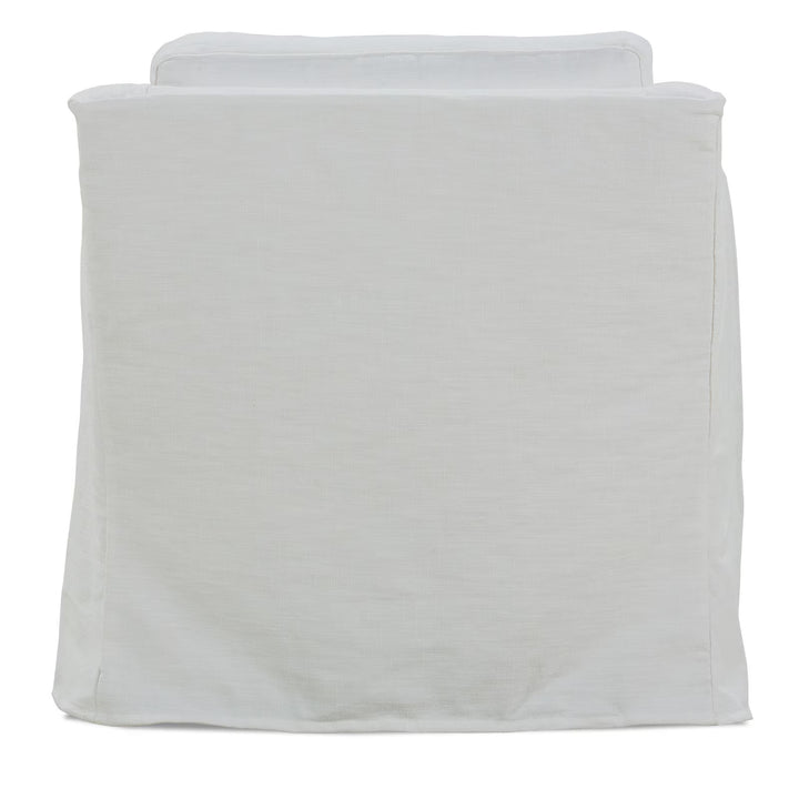 White Linen Slipcovered Swivel Chair