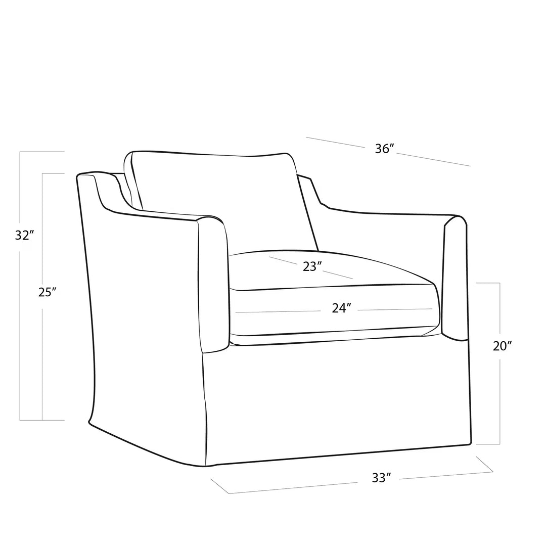 White Linen Slipcovered Swivel Chair