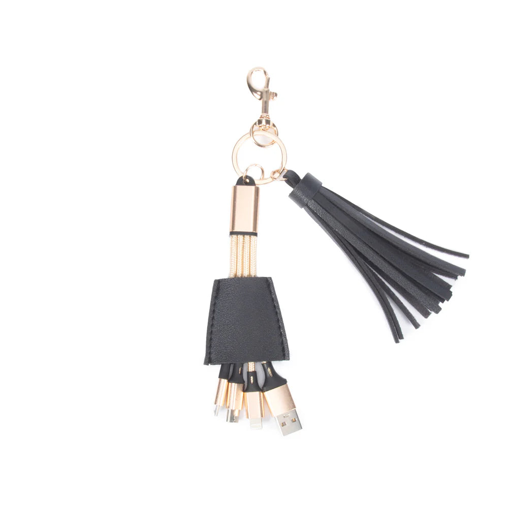 Tassel Keychain with 4 Universal Charging Cables