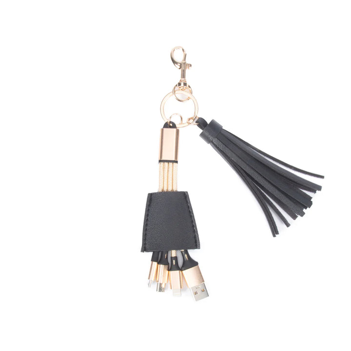 Tassel Keychain with 4 Universal Charging Cables