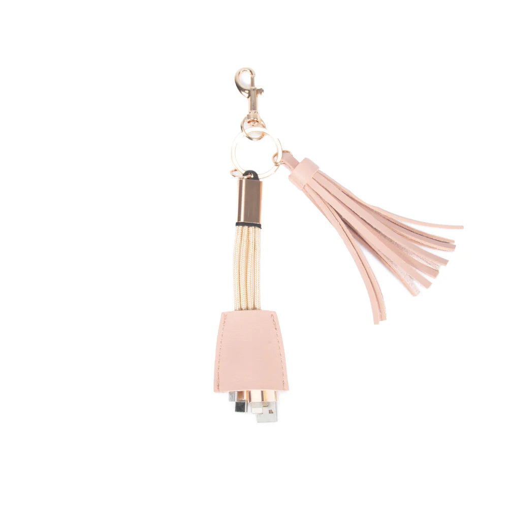 Tassel Keychain with 4 Universal Charging Cables
