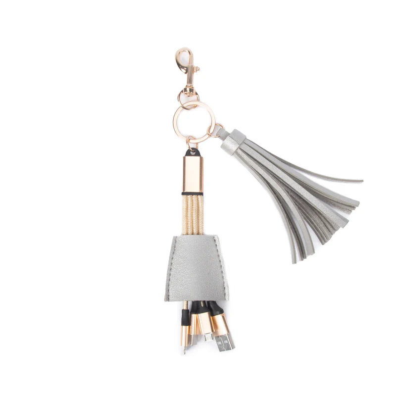 Tassel Keychain with 4 Universal Charging Cables