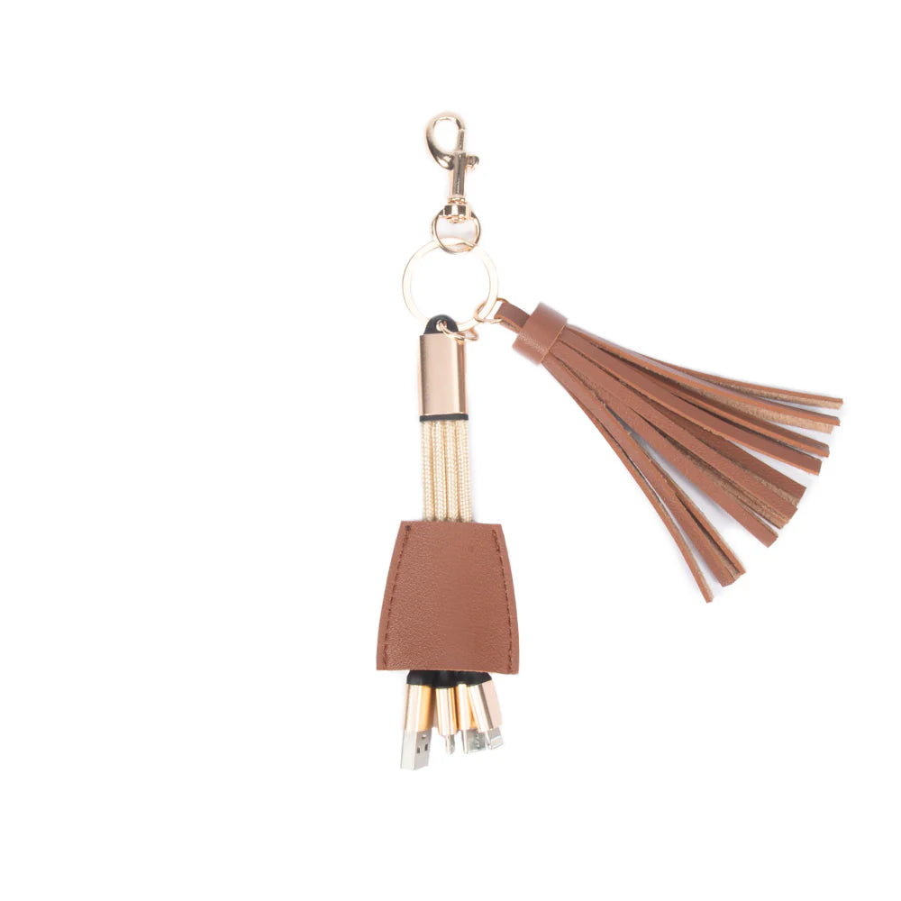 Tassel Keychain with 4 Universal Charging Cables