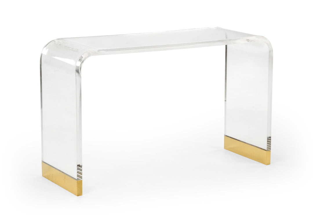 Acrylic Waterfall Console with Gold Accent