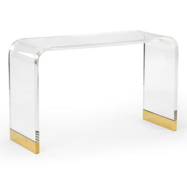 Acrylic Waterfall Console with Gold Accent