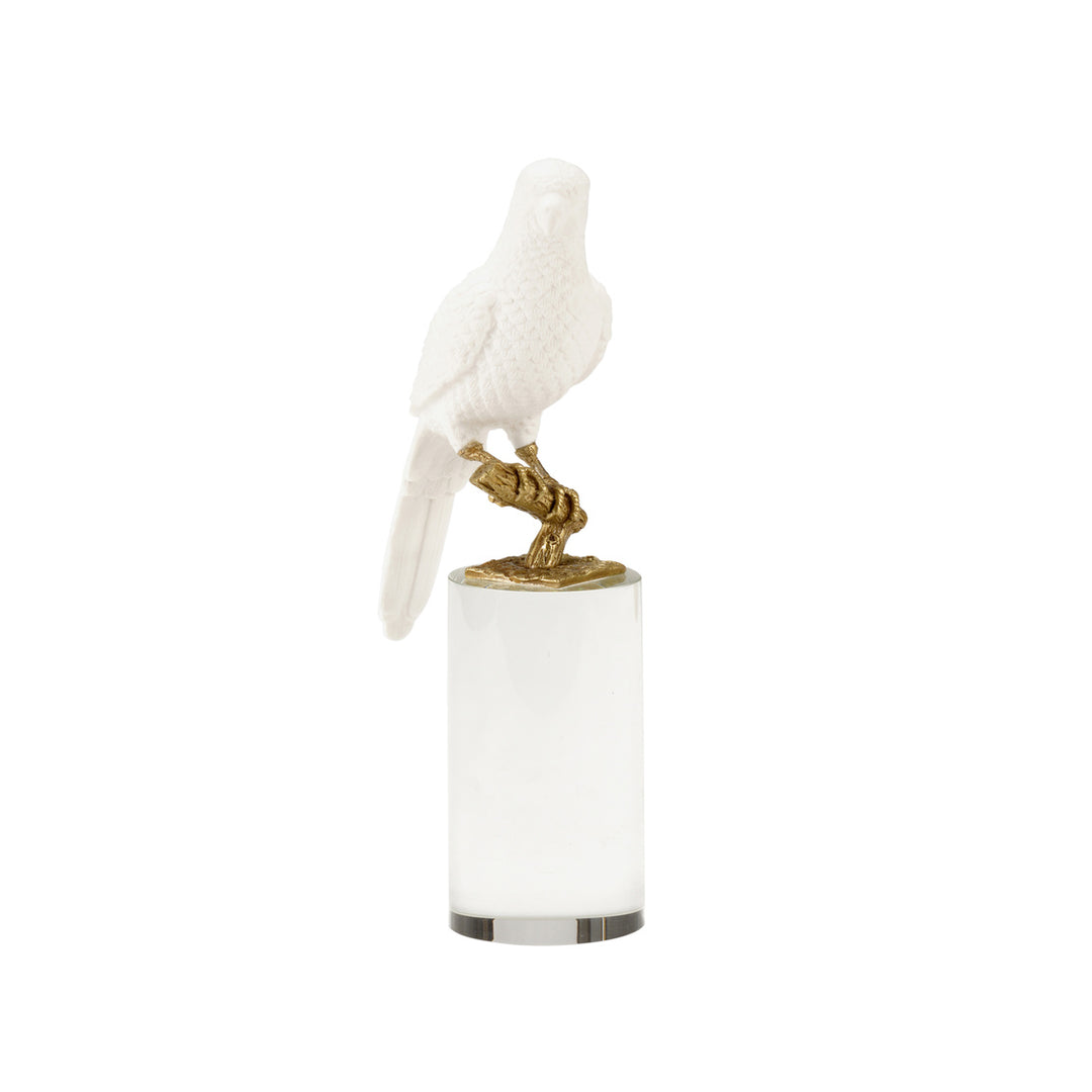 White Ceramic Parrot on Crystal Base