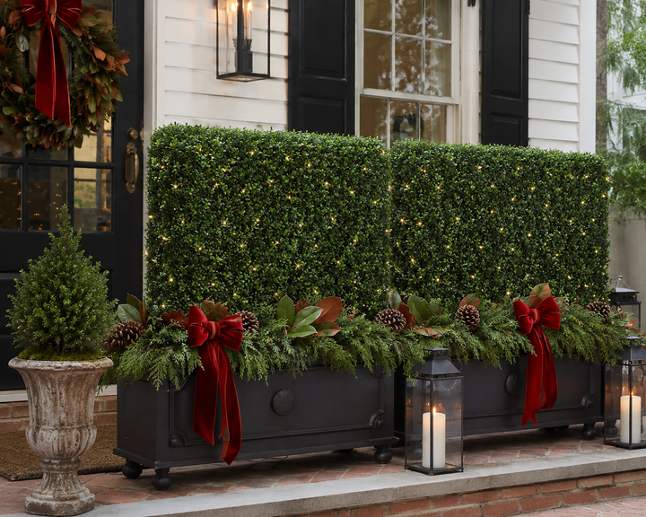 Faux Boxwood Hedge Panel – 33"H x 8"W x 39"L