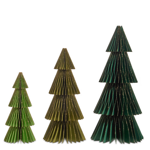 Green Paper Trees, Set of 3