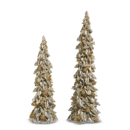 Glittered Gold Holiday Trees – Set of 2