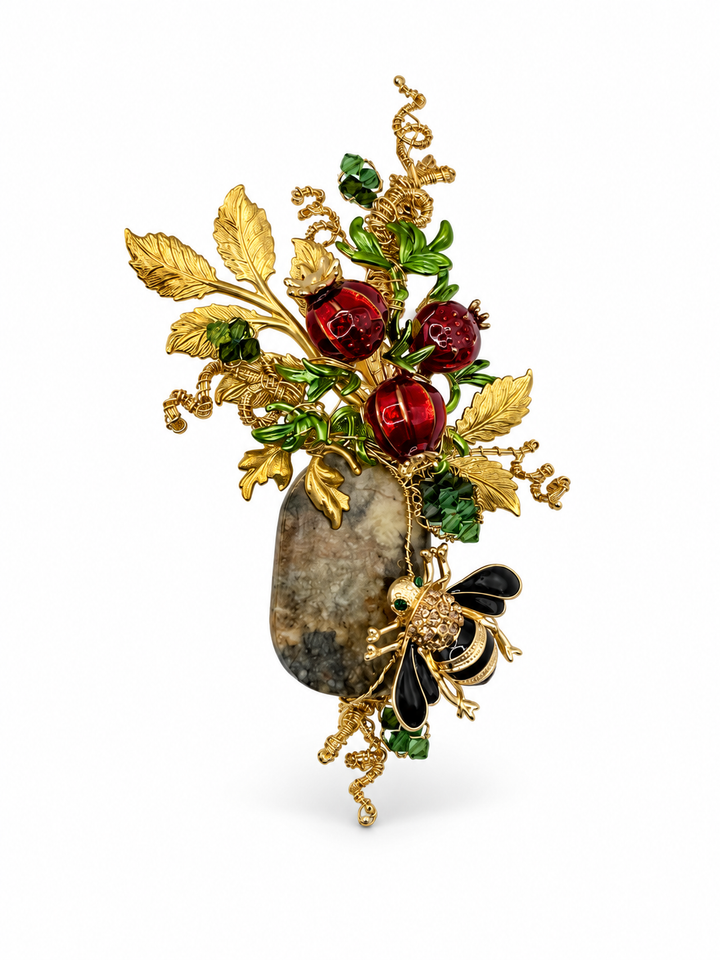 Pomegranate and Bumble Lapel Pin