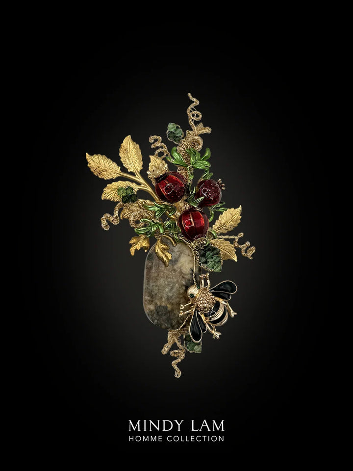 Pomegranate and Bumble Lapel Pin