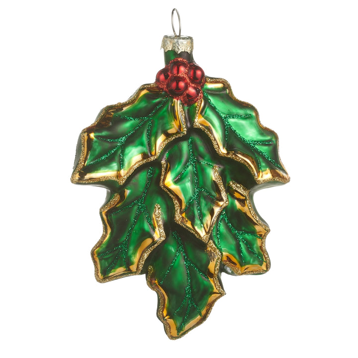 Holly or Poinsettia Glass Ornaments