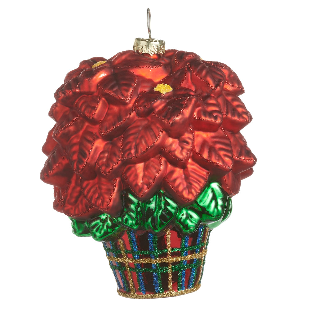 Holly or Poinsettia Glass Ornaments