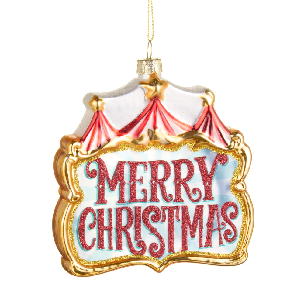 Big Top Merry Christmas Glass Ornament