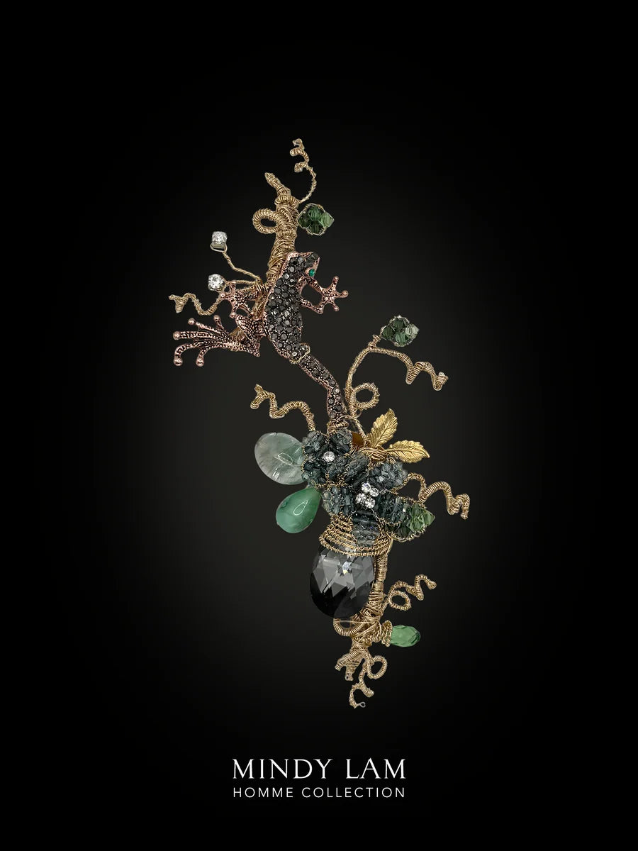 Jeweled Frog and the Garden Lapel Pin