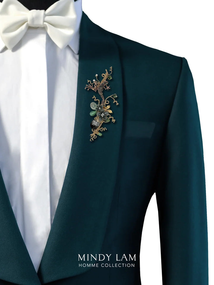 Jeweled Frog and the Garden Lapel Pin