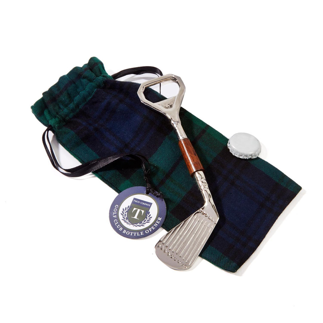 Golf Club Bottle Opener with Plaid Pouch