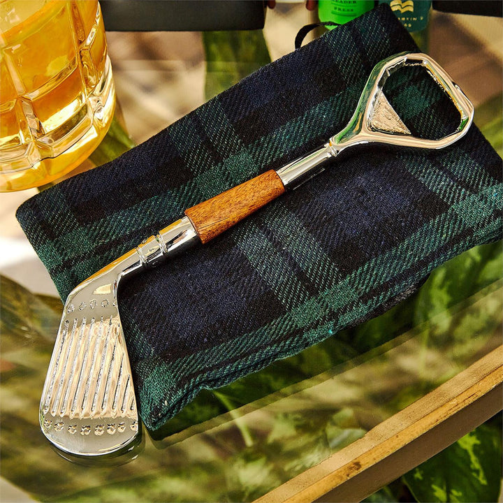 Golf Club Bottle Opener with Plaid Pouch